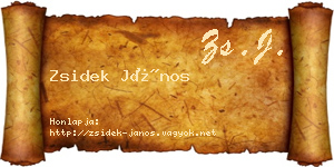 Zsidek János névjegykártya