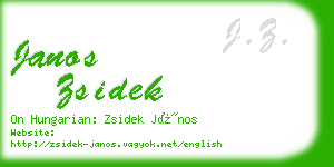janos zsidek business card